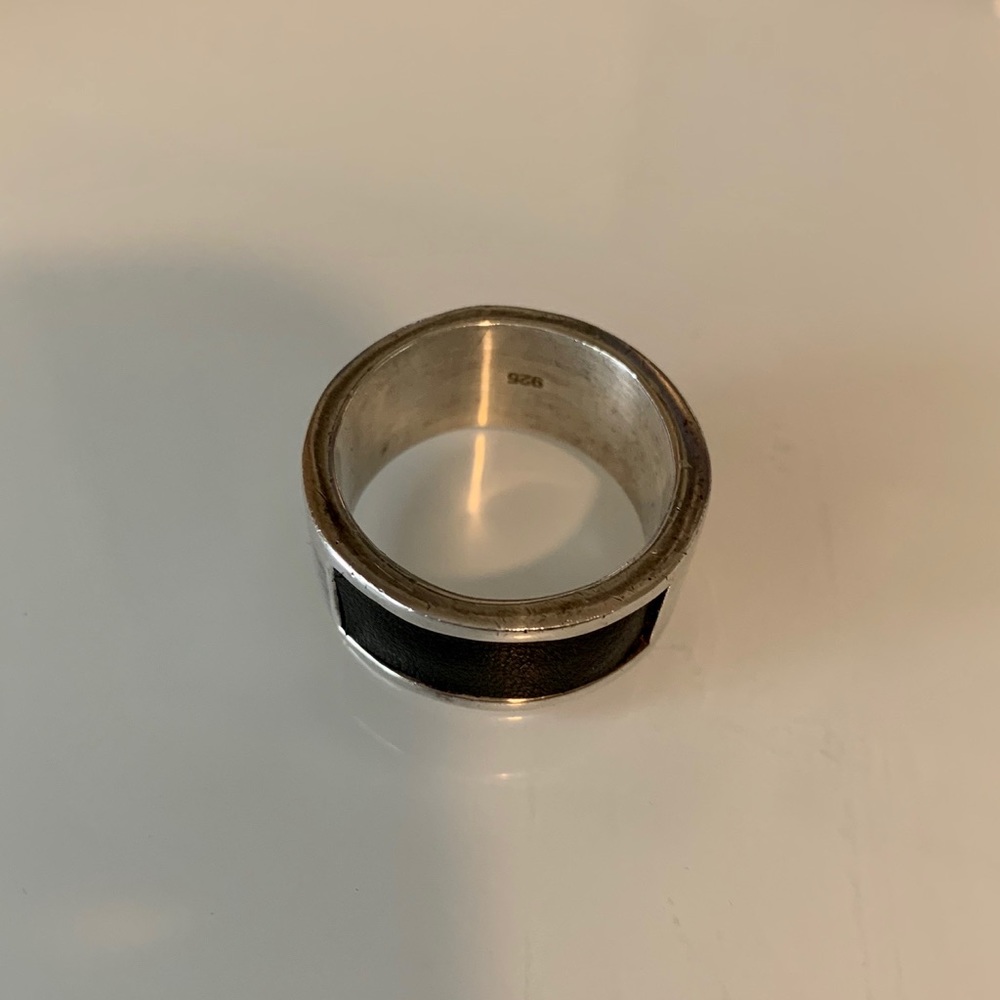 Sterling Silver Ring W/Leather - image 3